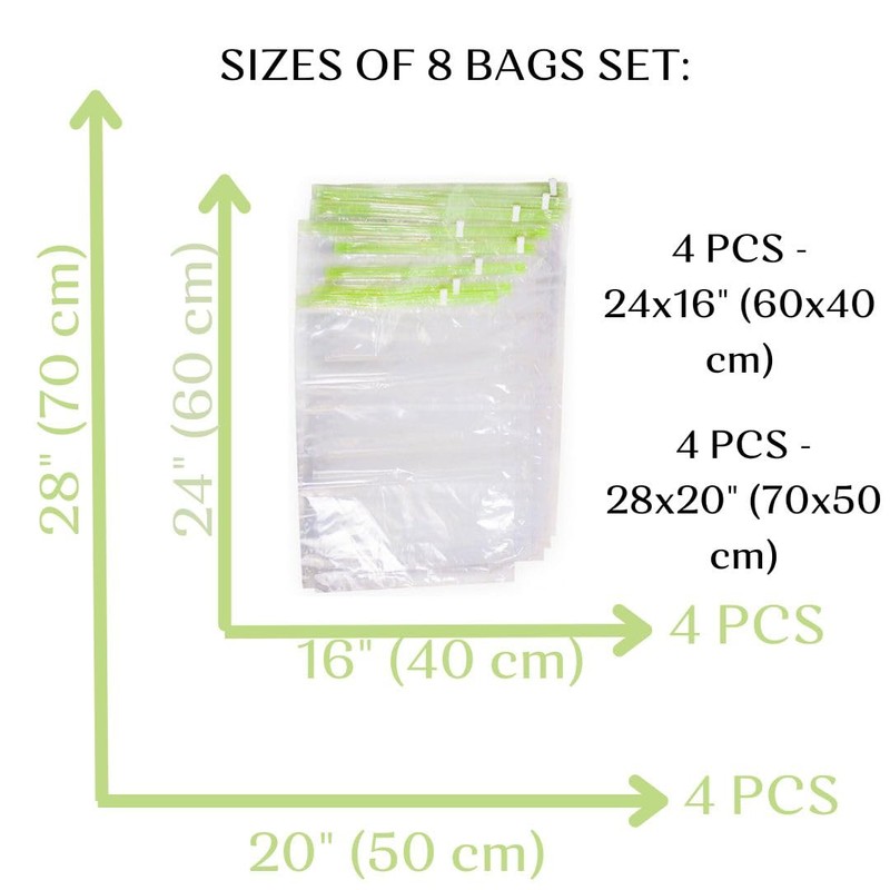 8 Space Saver Bags, No Vacuum Needed, Roll-Up Compression Packing,