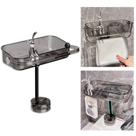 OLizee® Vacuum Suction Tray Soup Holder Drill-Free Wall-Mounted Storage Tray Suitable for Wash Basin Tub Shower Bathroom Kitchen Plastic Waterproof Adjustable Space Saver High-capacity Cases