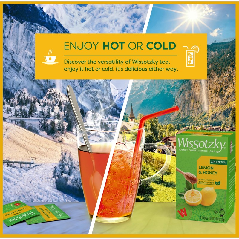 Wissotzky Lemon & Honey Green Tea, 20 Tea Bags |