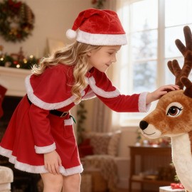 Joyesplay Santa Cosplay, Children, Girls, Santa Claus, Costume, Christmas Dress, 4-Piece Set, Cape Included, Santa Hat, Cute, Christmas Costume, For Children, Santa Clothes, Transformation, Events