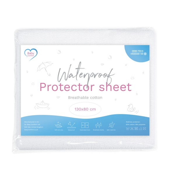 Protège-matelas imperméable pour lit de bébé extensible 130 x 80 cm