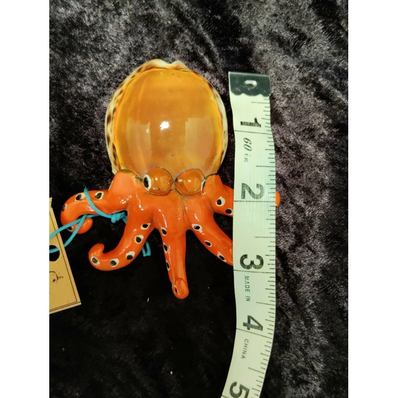 Orange Octopus Cowrie Shell