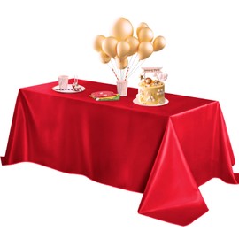 Horbaunal Red Satin Tablecloth 60 x 102 Inches Rectangle Table Cloth Bright Silky Table Cover Overlay Dining Tablecloths for Wedding Party Banquets
