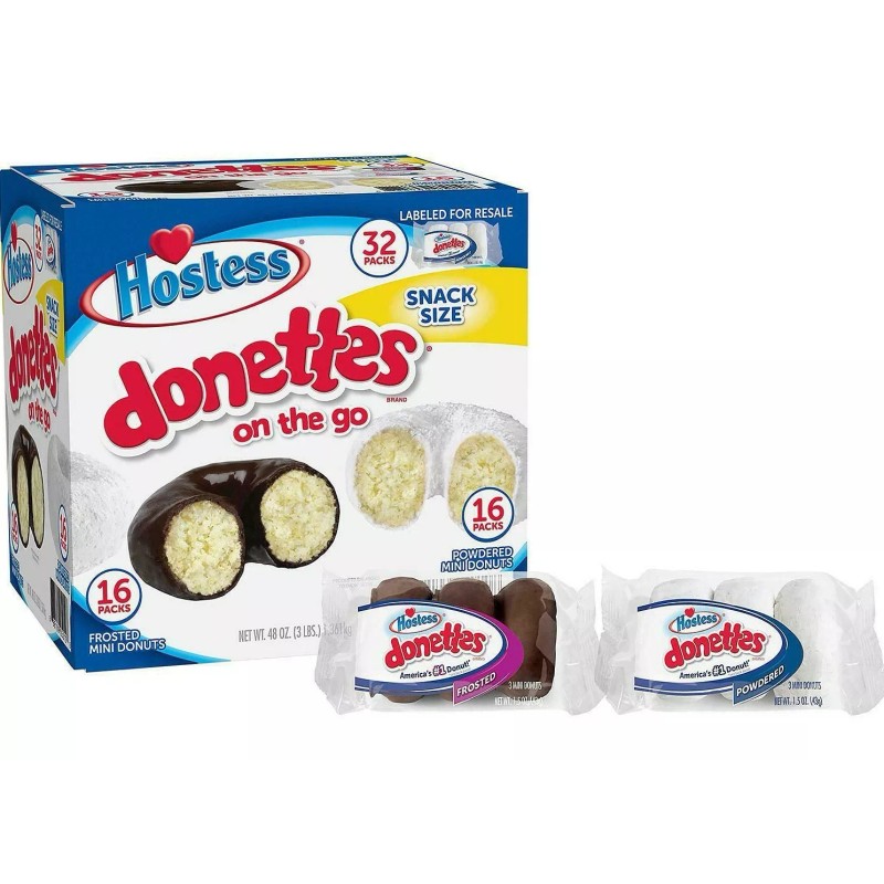 Hostess Mini Powered Donettes and Frosted Chocolate Mini Donettes 32