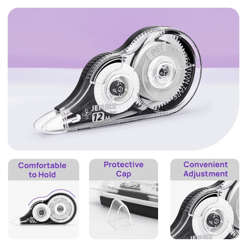 JEFURE 4 Pcs Correction Tape, 39.37 Ft White Wrong Out
