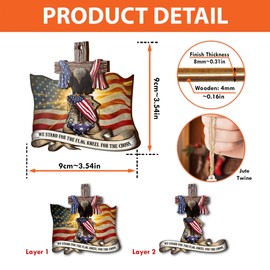 V Vibepy All Over Printed Wood Ornament, Patriotic Hanging Ornament, 3.5 inch Ornament, Christmas Tree Decor Ornament, Bald Eagle Ornament, Veteran Ornament, Gift for Veteran, Christmas Decor