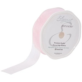 Eleganza 25 mm x 20 m Woven Edge Ribbon, Light Pink