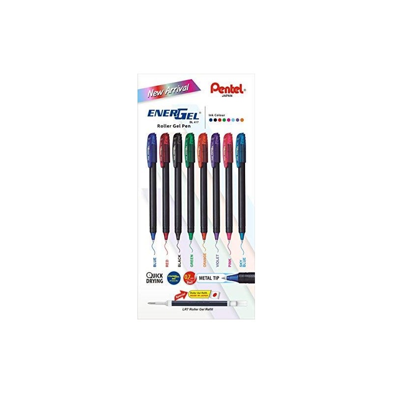 Pentel Bl417 Energel Pen - 8Pc Set, multicoloured (PTL-2)