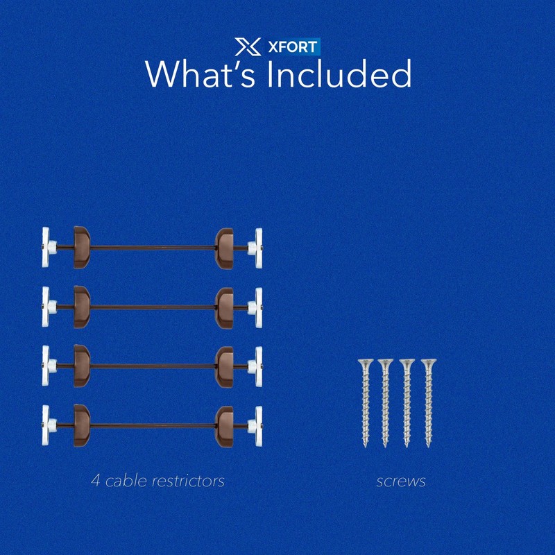 XFORT 4 Pack Viper Fixed Cable Window Restrictor in Brown,