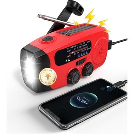 Hand Crank Radio  - 2000mAh/7400mWh AM/FM/NOAA Solar Hand Crank  Radio with 3 LED Flashlights, SOS Function for , Snowstorms