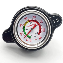 JkorkM High Pressure Radiator Cap Cover Temperature Temp Gauge 1.8 Bar 25.6Psi Fit for Honda, Kawasaki, Suzuki, Husqvarna Dirt Bike, Yamaha Motorcycle ATV Models High Pressure Radiator Cap