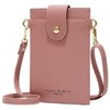 Smartphone Pouch, Shoulder Pochette, Bag, Strap, Leather, Pochette (Rose Pink)