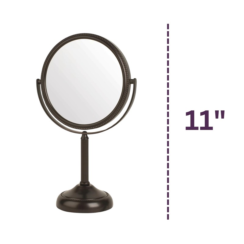 JERDON Two-Sided Tabletop Makeup Vanity Mirror - 10X-1X Magnification &