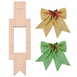 BENECREAT Cheer Bow Template Ruler, 13.78x3.94Inch Large Wood Template Rulers with CM and INCH Scales for Accurate Placement on Cheer Bows