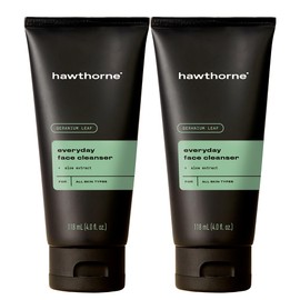 Hawthorne Men's Everyday Face Wash Cleanser With Aloe Extract and Calming Ceramides. For All Skin Types. Natural Ingredients, Vegan, Sulfate Free. 2-Pack, 4 Fl. Oz. Each