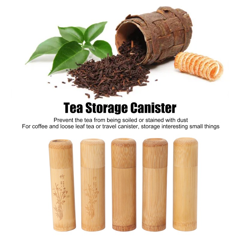 5pcs 12cm Length Travel Bamboo Tea Canister Tea Storage Container