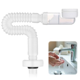 iKALULA 1 1/4 Inch Sink Siphon, Space-Saving Siphon, 360° Adjustable, Flexible, Drain Pipe with Odour Trap, Kitchen Sink Siphon Suitable for Wall and Floor Drains