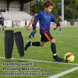 2 Pairs Soccer Shin Guards for Kids Youth Adults - Lightweight Calf Shin Guards Compression Sleeve with Honeycomb Pads for Soccer Baseball MTB Football–Boys Girls Protective Gear