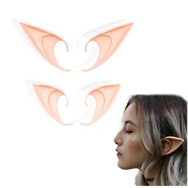 Spirits Ear Cosplay Tools, Long + Short, Made of Silica Gel for Angels, Vampires, Spirits, etc., Unisex, Easy to Put On and Easy to Remove, School Festivals, Performance, Fancy Dress Costume, Festival