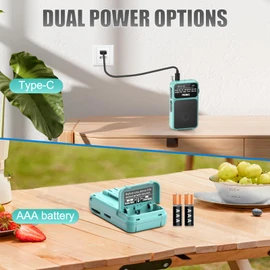 PRUNUS J-555 Pocket Radio AM FM USB-C Charging& Battery Operated, Excellent Reception& Clear Speaker and Headphone Jack, Back Clip, Flashlight, Transistor Radios, Portable Radios AM FM, Mini Radio