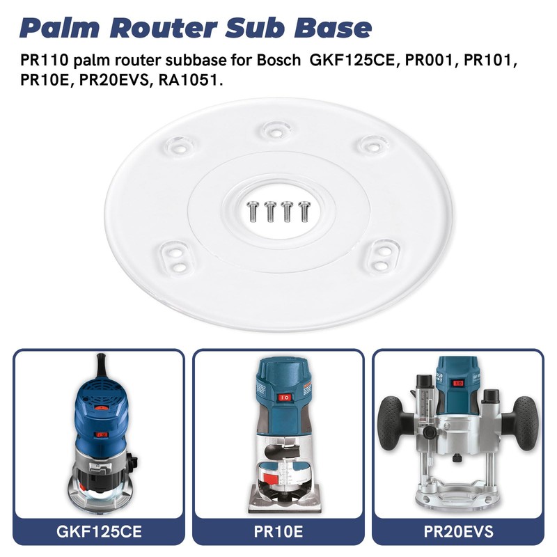 PR110 Palm Router Subbase, Router Base Plate with Screws for