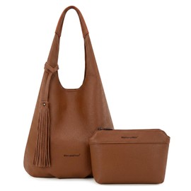 Montana West Slouchy Hobo Bags for Women 2PCS Shoulder Bag Set Womens Purses and Handbags with Coin Purse, MWC2-297BR