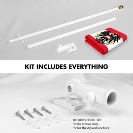 G128 Combo Pack: 6 Ft Aluminum Spinning Flagpole (White) & Austria Austrian Coat of Arms Flag 3x5 Ft, LiteWeave Pro Series Printed 150D Polyester | Pole with Flag Included