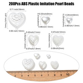 UR URLIFEHALL 200 Pcs ABS Plastic Imitation Pearl Heart Beads White Faux Pearl Love Heart Shaped Beads for DIY Jewellery Crafts Gift Decor