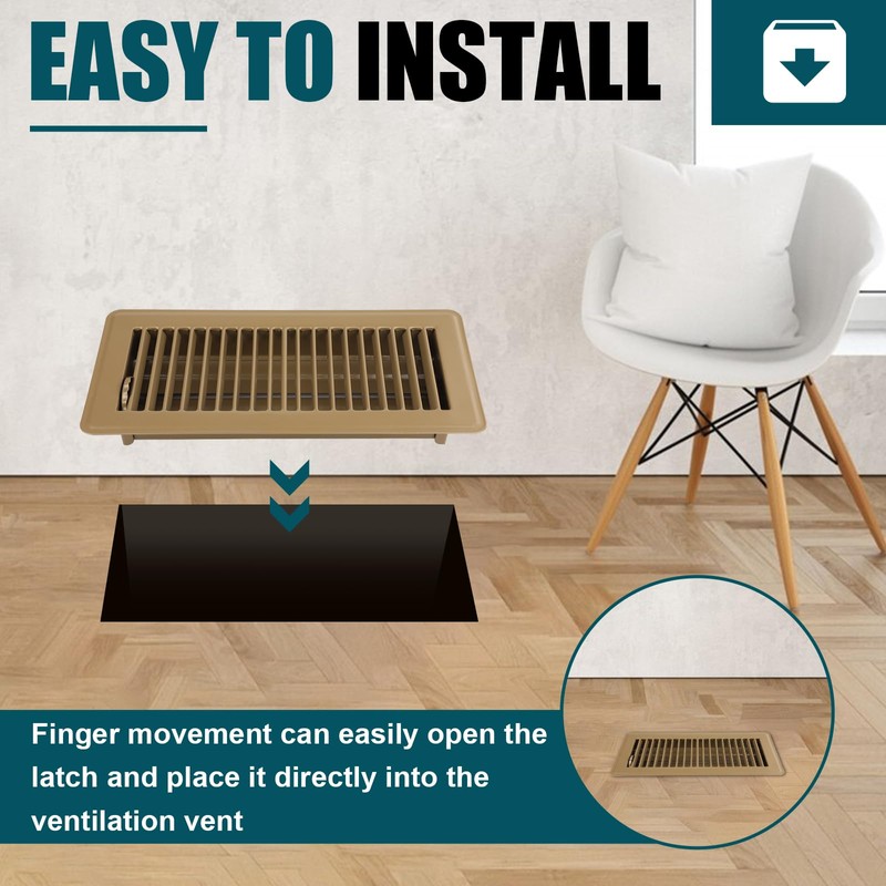 VOISEN Floor Register 4x10, 6 Pack Brown Floor Vent Covers,