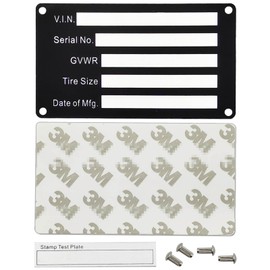 Trailer VIN ID Plate Data TAG Blank Model Identification VIN Serial Number, Model, Date of MFG and GVWR, Tailgating id Plate for Cargo Carriers Trucks Boats (1 PC., V.I.N. & Date, 3.74x2.16)