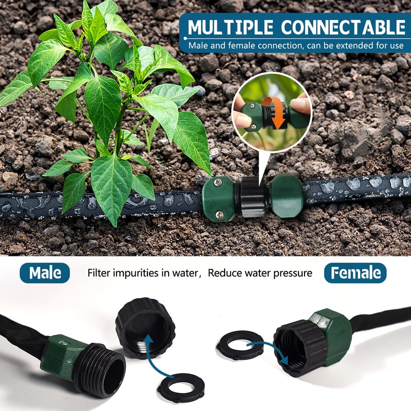 Suneed Flat Soaker Hoses for Garden 100 ft 2Pack, Cloth