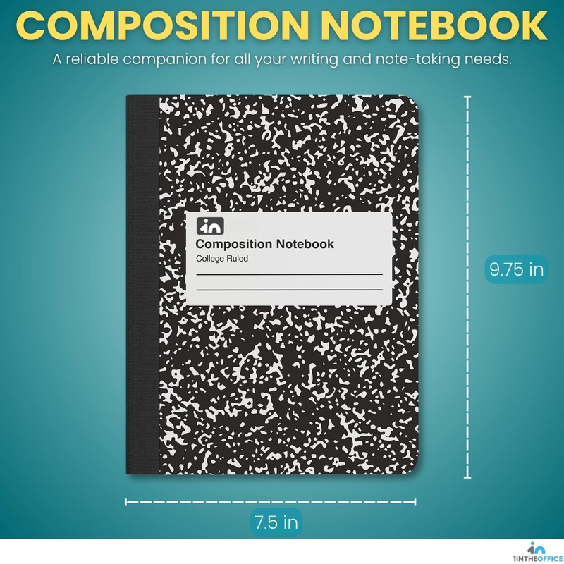 1InTheOffice Composition Notebook College Rule 9.75 x 7.5, Composition Notebooks,
