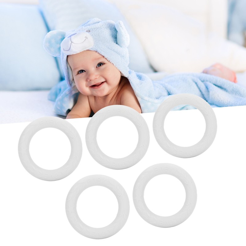 5pcs Baby Soft Silicone Teething Ring Toy Infant Safe Elastic