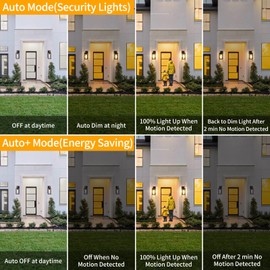 TOBUSA 2-Pack Motion Sensor Outdoor Wall Lights, Waterproof Dusk to Dawn Exterior Wall Light Fixtures, Modern Brown Outside Porch Lights for House Garage, Motion Sensor Wall Lanterns with Clear Glass