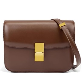 Liziblloy Crossbody Bag for Women Leather Square Purse Trendy Small Shoulder Bag Cute Ladies Cross Body Handbags 2024,(Brown,L)
