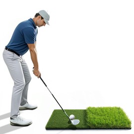 Golf Mat with Dual Turf | Golf Simulators for Home with Swing Path Line | 2x1ft Thickened Practice Hitting Mat Indoor/Outdoor | Ideal Gifts for Men Dad Husband & Golfers