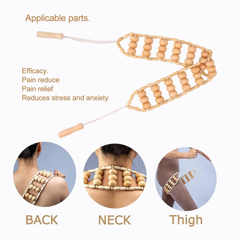 Back Massage Roller Therapy Massage Rope Wooden Massage Belt for