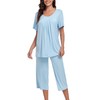 COLORFULLEAF Womens Pyjamas Set Short Sleeve Top and Capri Pants