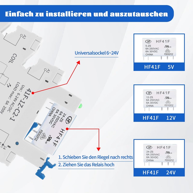 ReleyWell 24 V Relay for DIN Rail, 6 A 250