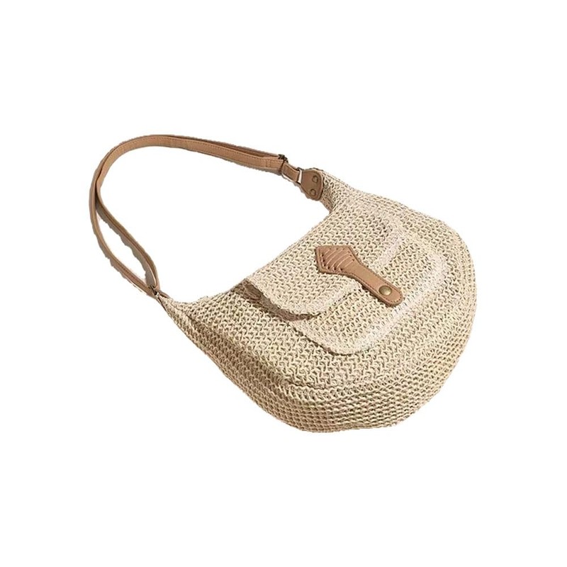 Straw Beach Bag Handmade Woven Shoulder Tote Bags for Travel