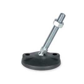 KINETIK MSystem® Adjustable Foot M16 - KM.SF8 - Diameter 80 mm Machine Base with Screw-On Holes for Floor Mounting, Height-Adjustable, Levellable, Swivelling Thread Spindle M16 x 100 mm Galvanised