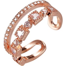 Rose Gold Rings for Women, Thumb Stacking Ring Jewelry CZ Ringfor Her Joint Finger Non Tarnish Adjustable Wedding Eternity Band for Party Festival (Rose Gold, One size)