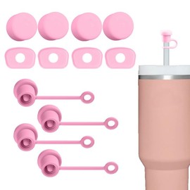 12 Stück Silikon Strohhalm Verschluss – Auslaufsichere Trinkbecher Abdeckung Kompatibel mit 20/30/40oz Tumbler, Dichtungszubehör für Becherdeckel (Rosa)