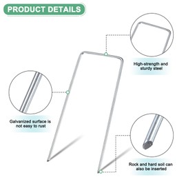 M METERXITY 20-Pack Landscape Staples, 4" 10 Gauge U-Shaped Garden Stakes Galvanized Anti-Rust Sod Staples Spikes Pins for Anchoring Landscaping Fabric/Garden Decorations [Silver]