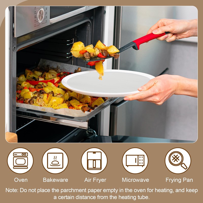 sourcing map 250 Pcs Unbleached Parchment Paper Baking Sheets Rounds,