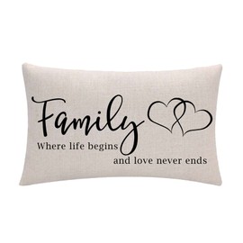 7COLORROOM Set of 4 Farmhouse Decor Pillow Covers Family Inspirational Quotes Rectangular/Waist Cushion Cover Rustic Family Words Country Lumber Decor Pillowcases 12" X 20" for Sofa/Couch/Porch