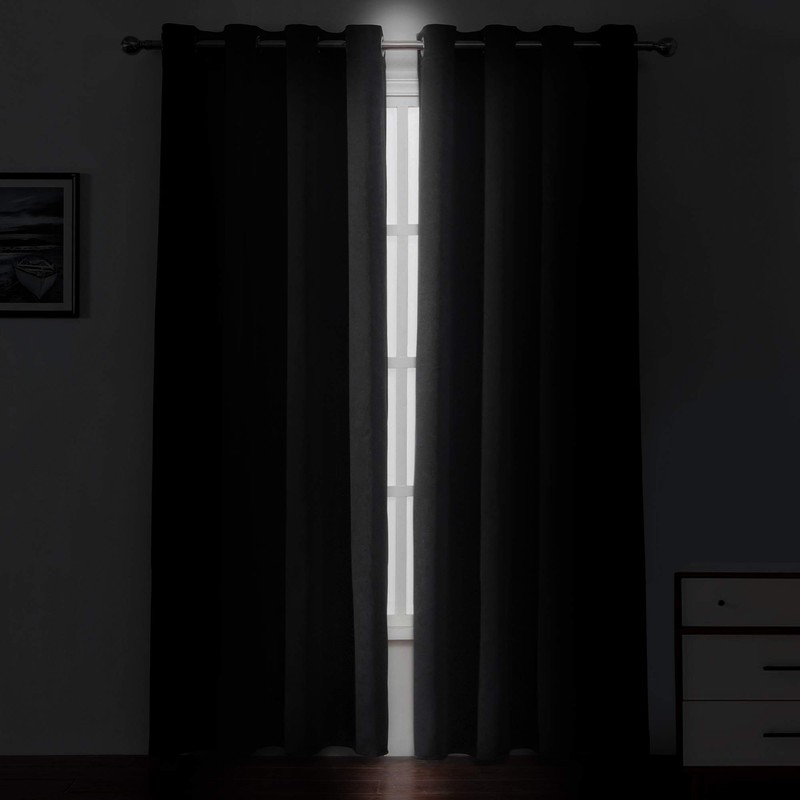 LEMOMO Blackout Curtains 52 x 84 inch Black Curtains Set