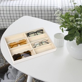 Yoiemivy 3 Pack Glasses Organizer Trays - 8 Grids Velvet Sunglass Trays Stackable Eyeglasses Organizer Storage Removable Internal Dividers Eyewear Watch Jewelry Organizer for Drawers