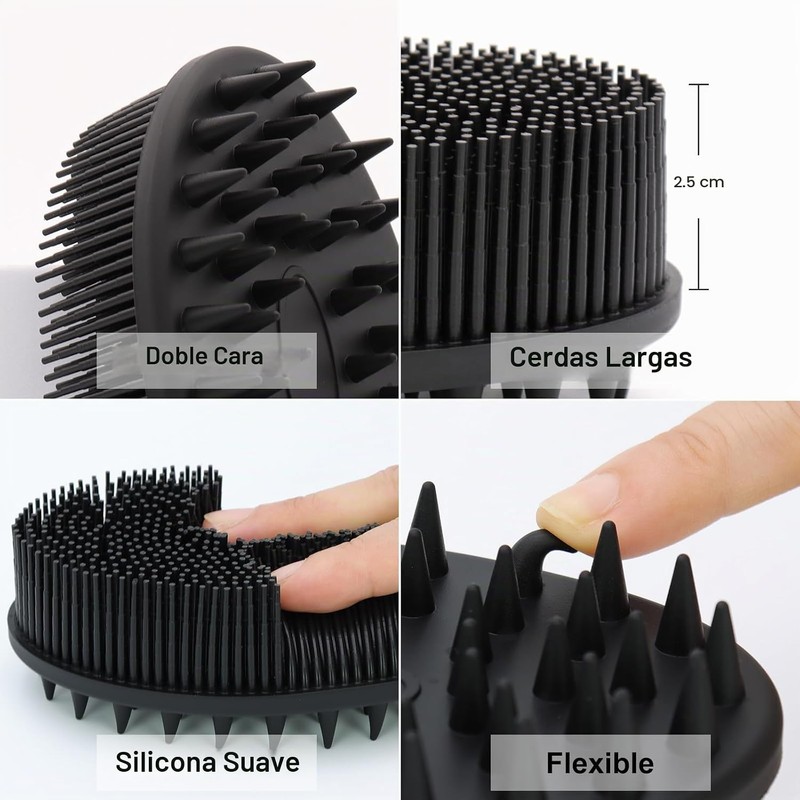 Cepillo de silicona 2 en 1 para cuerpo y cabello