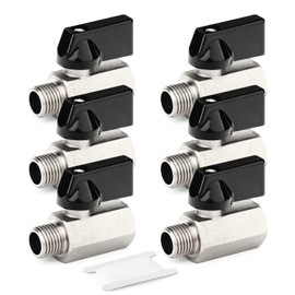 TAILONZ PNEUMATIC 6PCS 1/4 Inch Mini Brass Ball Valve Shut Off Switch, 1/4 Inch Male x Female BSP Thread Pipe Fitting